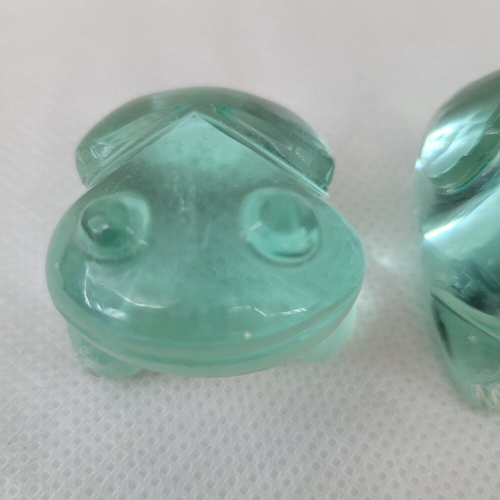 Art Glass Frog Pair - Paperweights or Decor Aqua Blue-Green - Picture 9 of 13